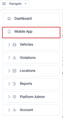Navigation menu showing Mobile App option